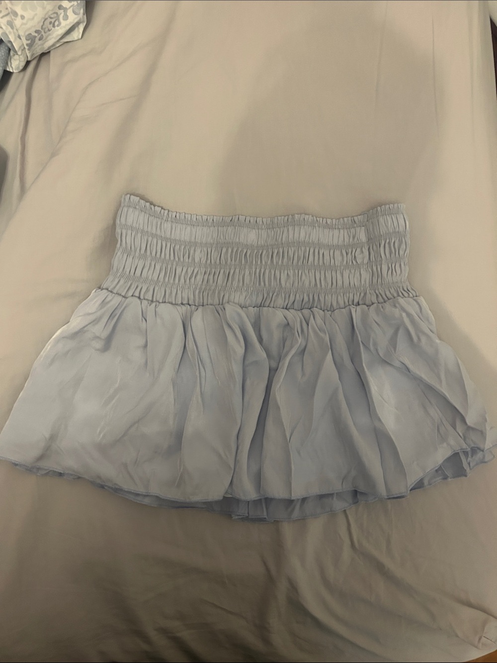 SHEIN Light Blue Smocked Waist Mini Skort